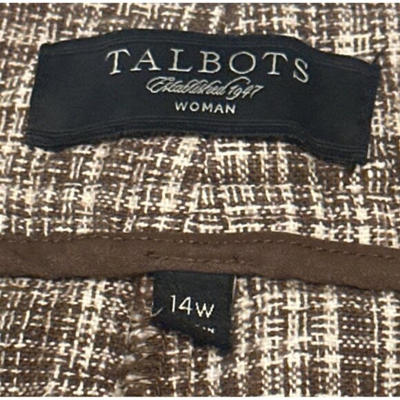 Talbot's Woman Capri Pants Brown & White Plaid Print Linen Blend Women Size 14W - Picture 3 of 16